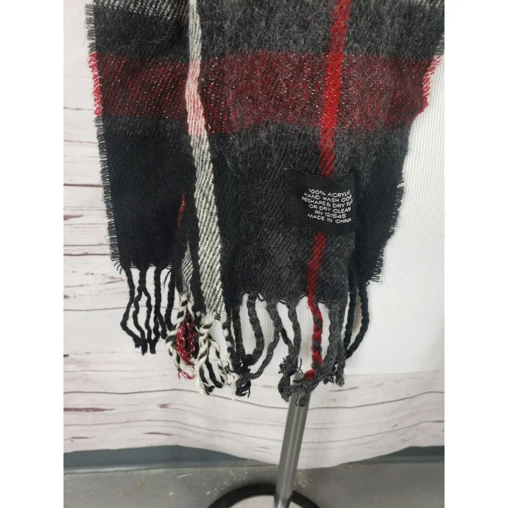 LF Outerwear‎ Plaid lightweight black red scarf